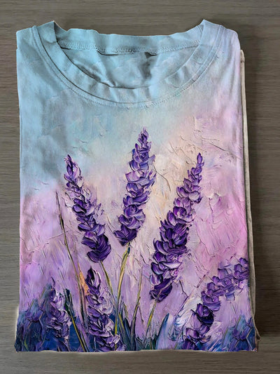 Women's Purple Floral Print T-Shirt