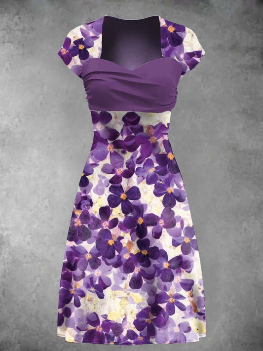 Women's Purple Floral Alzheimer Awareness Printed Dress