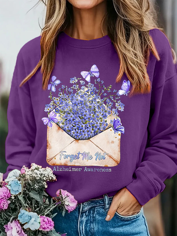 Women's Forget-Me-Not  Alzheimer's Awareness Sweatshirt