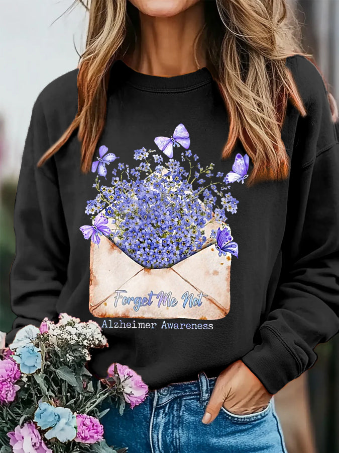 Women's Forget-Me-Not  Alzheimer's Awareness Sweatshirt