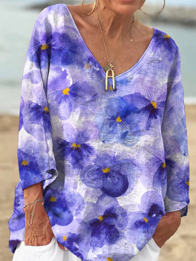 Women's Purple Floral Alzheimer Awareness Printed Top