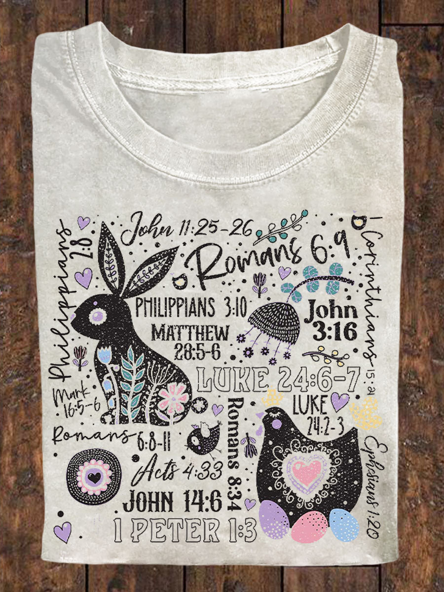 Women's Easter Faith Bunny Printed T-shirt