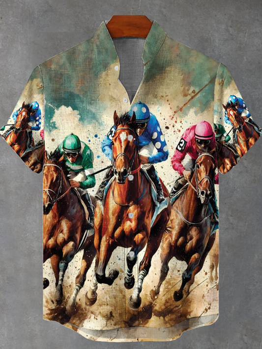 Men's Derby Horse Print Casual Shirt