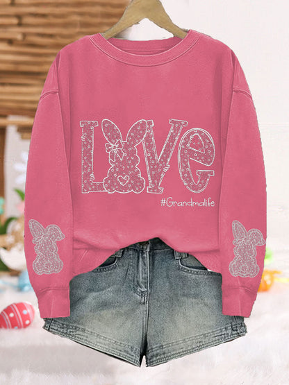 Women's Easter Bunny Love Printed Sweatshirt