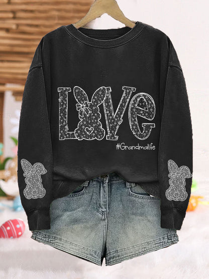 Women's Easter Bunny Love Printed Sweatshirt