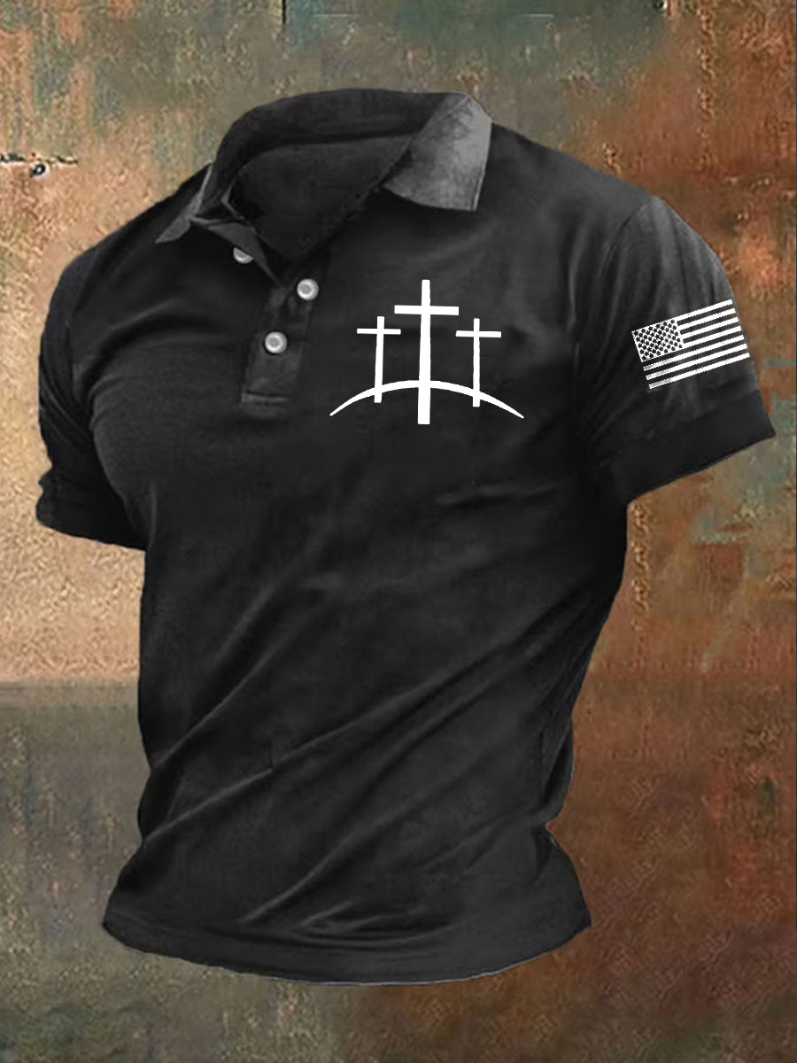 Men's Faith Cross Printed Short Sleeve T-Shirt