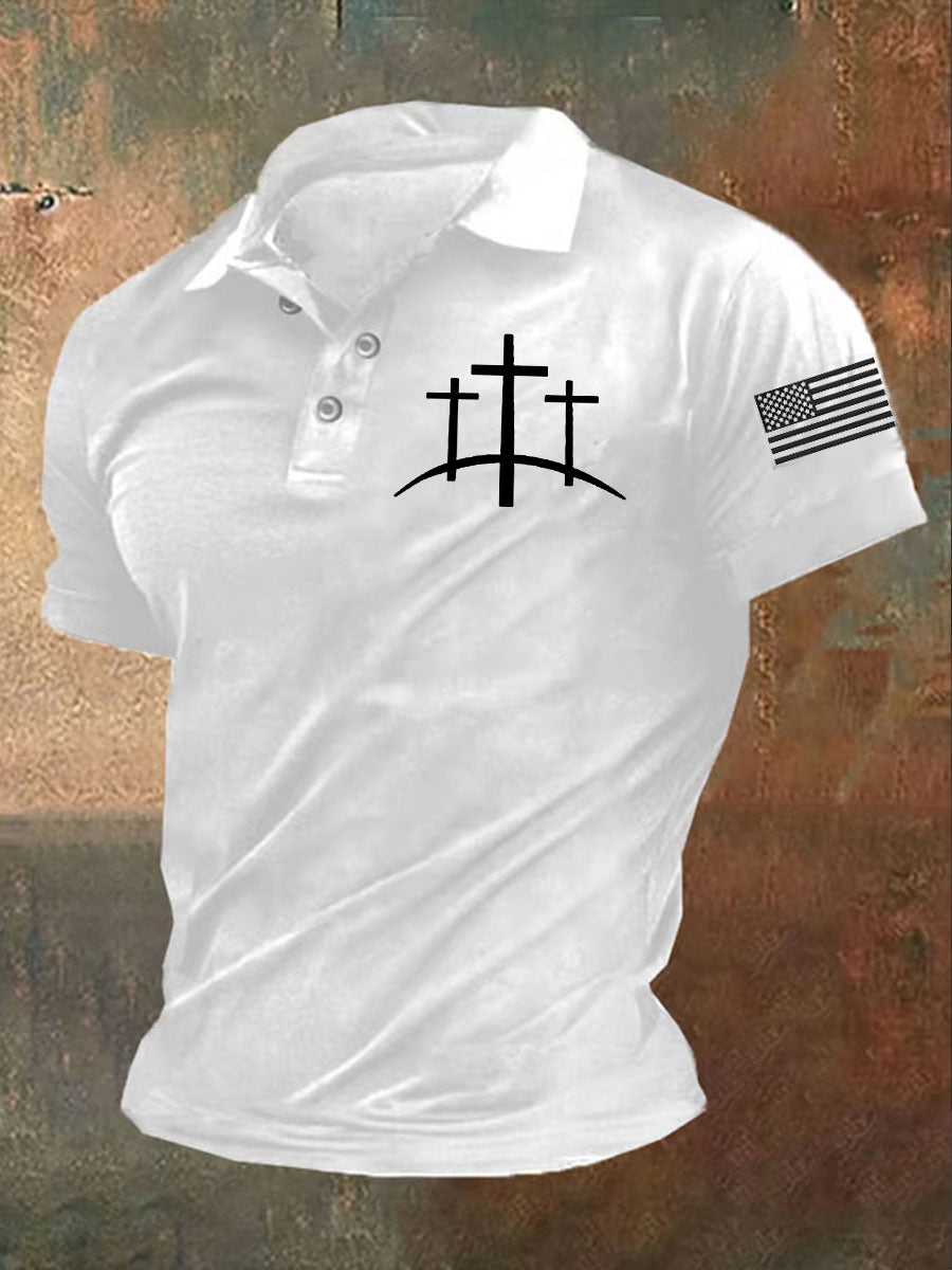 Men's Faith Cross Printed Short Sleeve T-Shirt