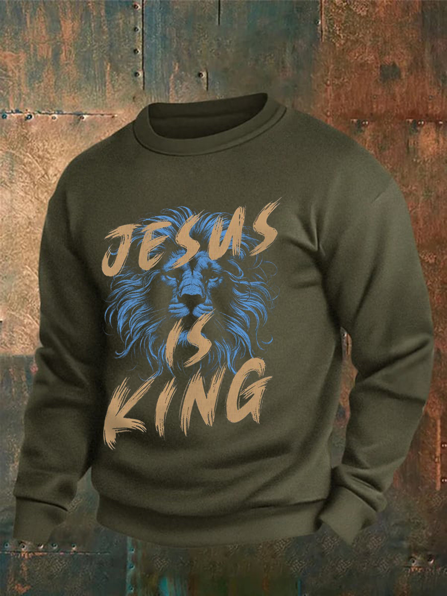 Men's Jesus Is King Bible Verse Crew Neck Sweatshirt