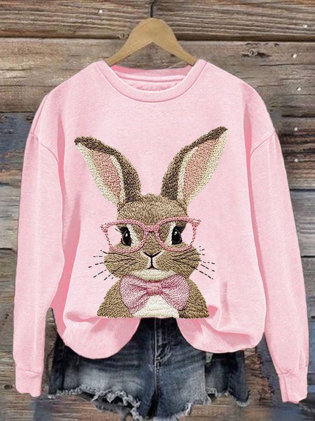 Women's Cute Bunny Happy Easter Casual Sweatshirt