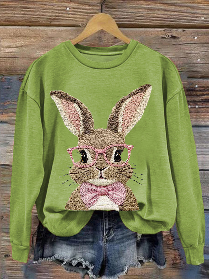 Women's Cute Bunny Happy Easter Casual Sweatshirt