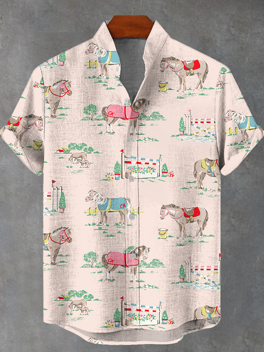 Men's Derby Horse Print Casual Shirt