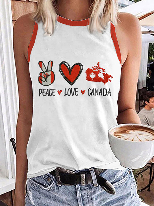 Women's Peace Love Canada Print Tank Top