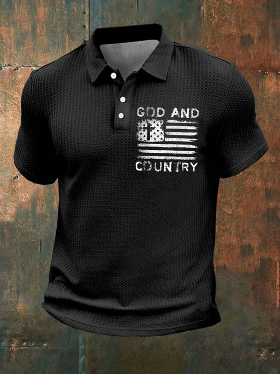 Men's Faith God And Country Printed Polo Shirt