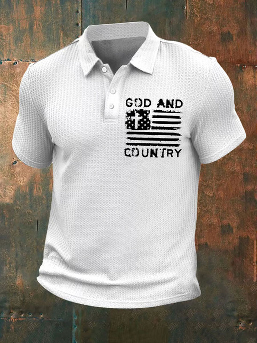 Men's Faith God And Country Printed Polo Shirt