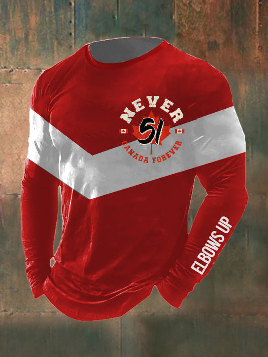 Men's Never 51 Canada Forever Print Long Sleeve T-Shirt