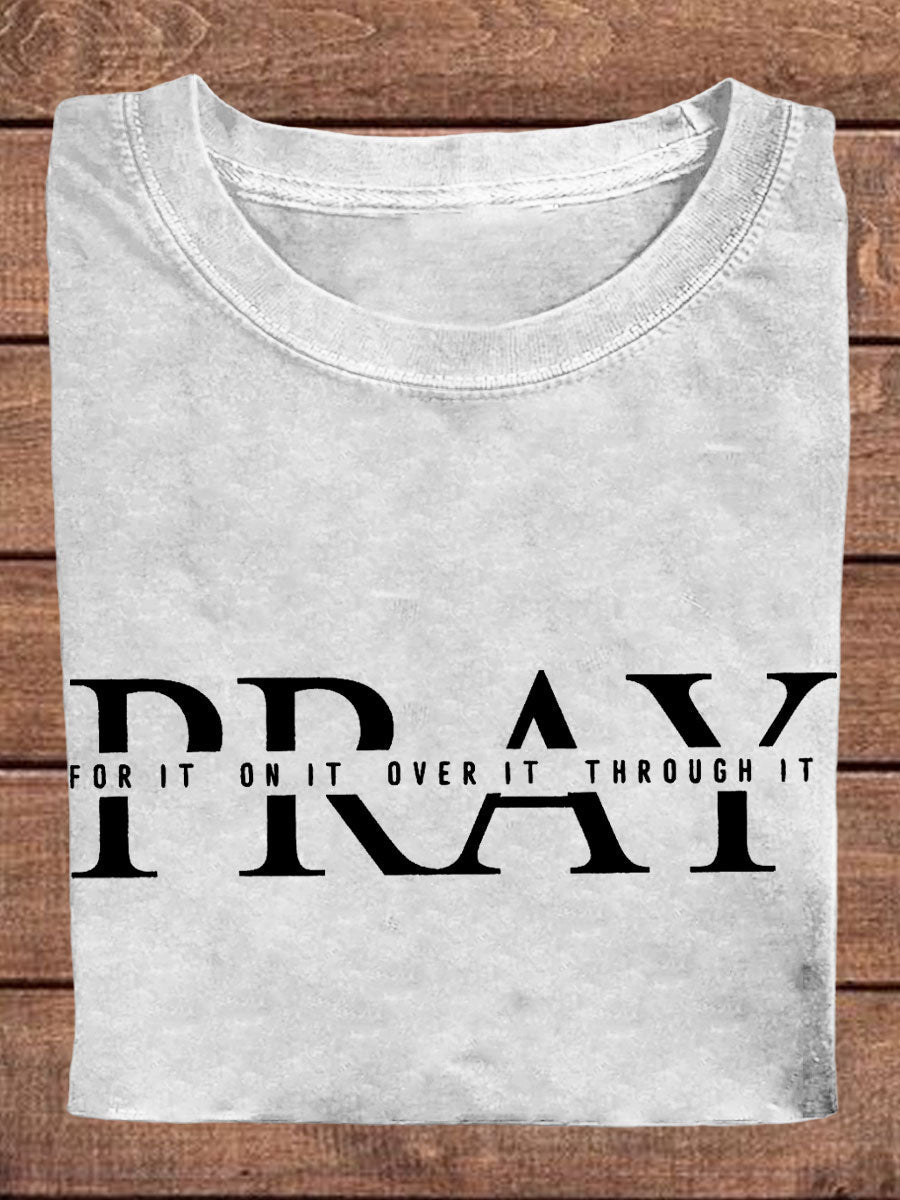 Women's Faith Pray Everything Printed T-shirt