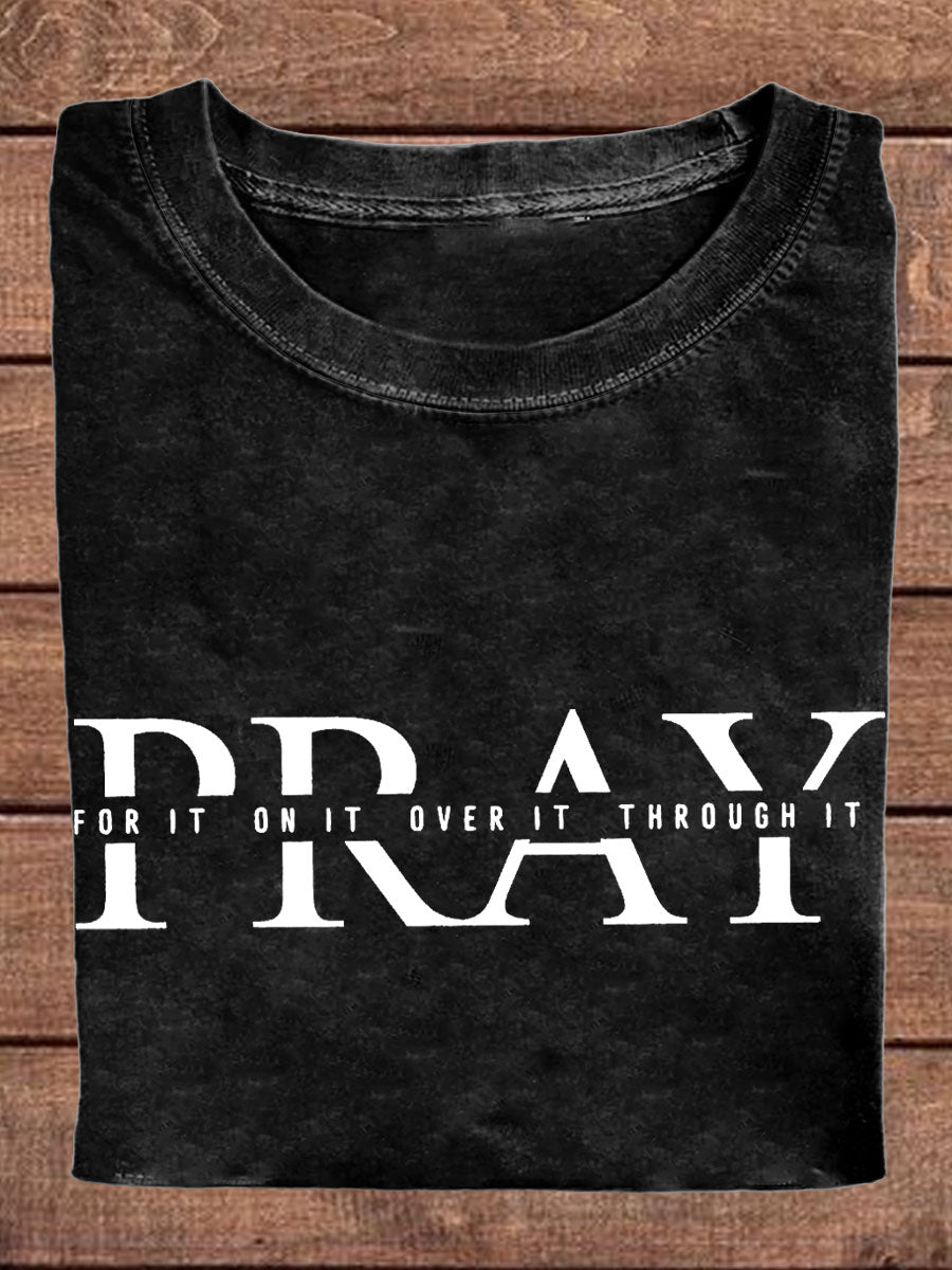 Women's Faith Pray Everything Printed T-shirt