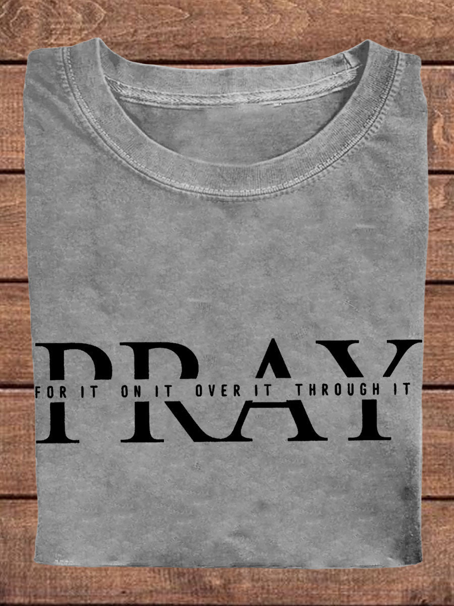 Women's Faith Pray Everything Printed T-shirt