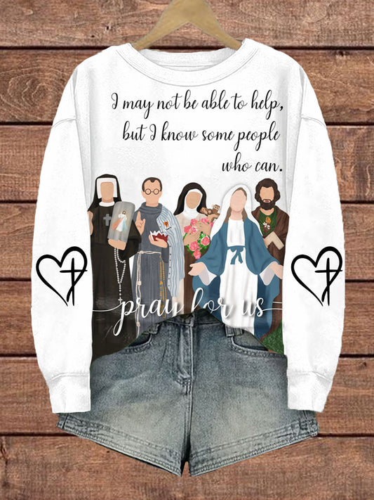 Women's Faith Pray For Us Printed Sweatshirt