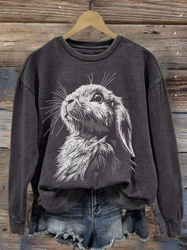 Women's Cute Bunny Happy Easter Casual Sweatshirt