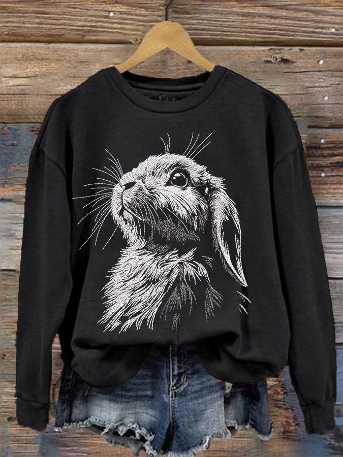 Women's Cute Bunny Happy Easter Casual Sweatshirt