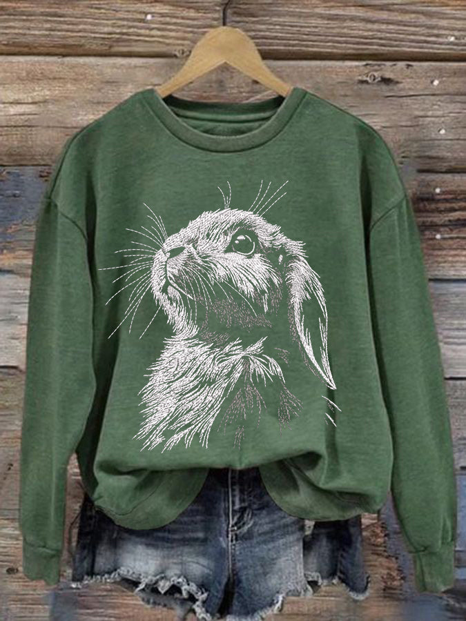 Women's Cute Bunny Happy Easter Casual Sweatshirt