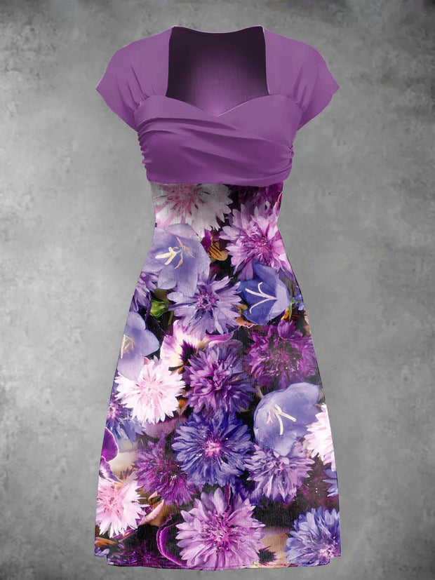 Women's Purple Floral Alzheimer Awareness Printed Dress