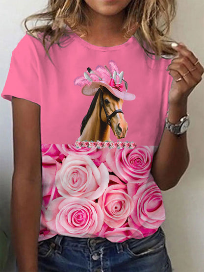 Women's Derby Horse Print T-Shirt