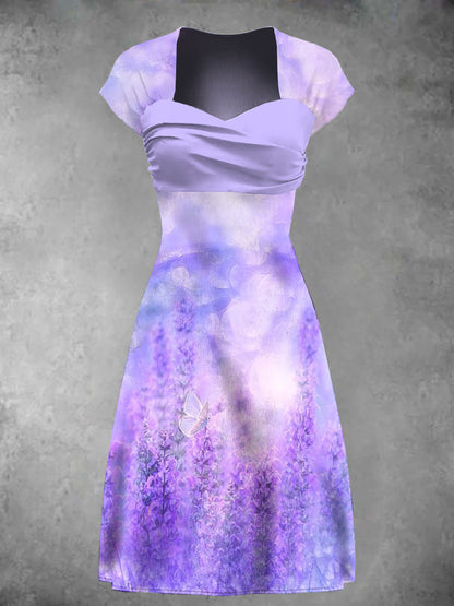 Women's Purple Floral Alzheimer Awareness Printed Dress