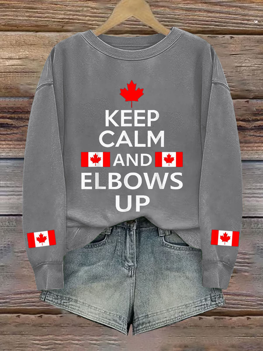 Women's Canada Keep Calm And Elbows Up Printed Sweatshirt