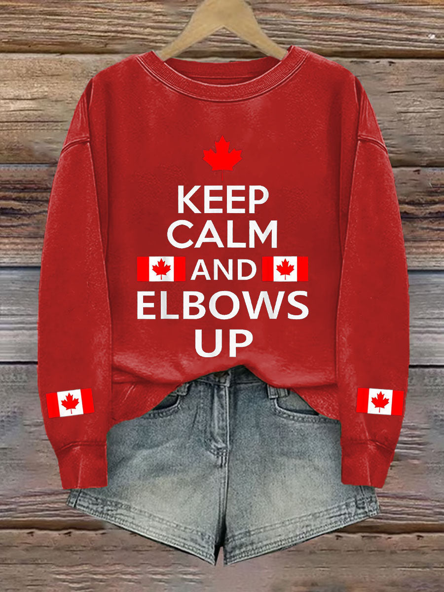 Women's Canada Keep Calm And Elbows Up Printed Sweatshirt