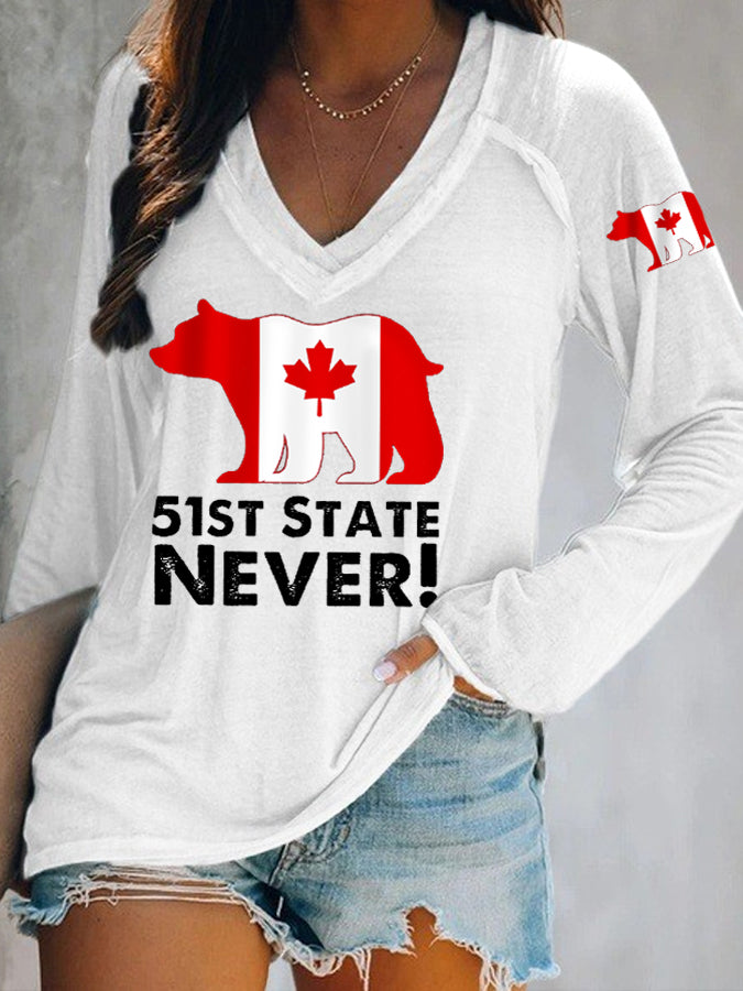 Women's Canada Is Not For Sale, 51st State Never Long-Sleeve Top