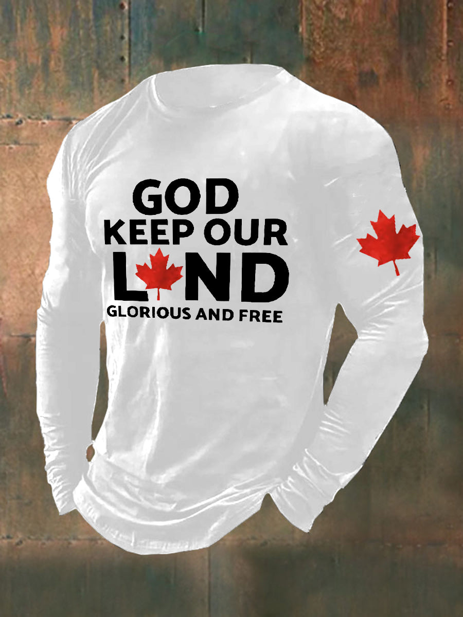 Men's Retro God Keep Our Land Glorious And Free Print T-Shirt