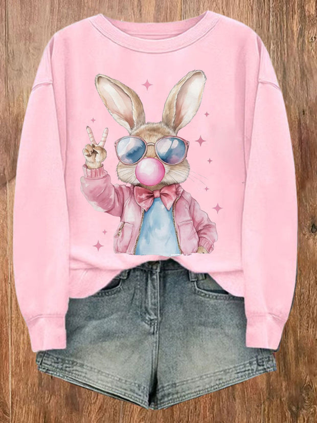 Women's Rabbit Art Print Sweatshirt