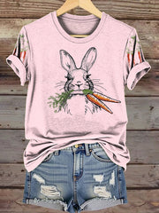 Women's Easter Bunny And Carrots Printed Casual Shirt