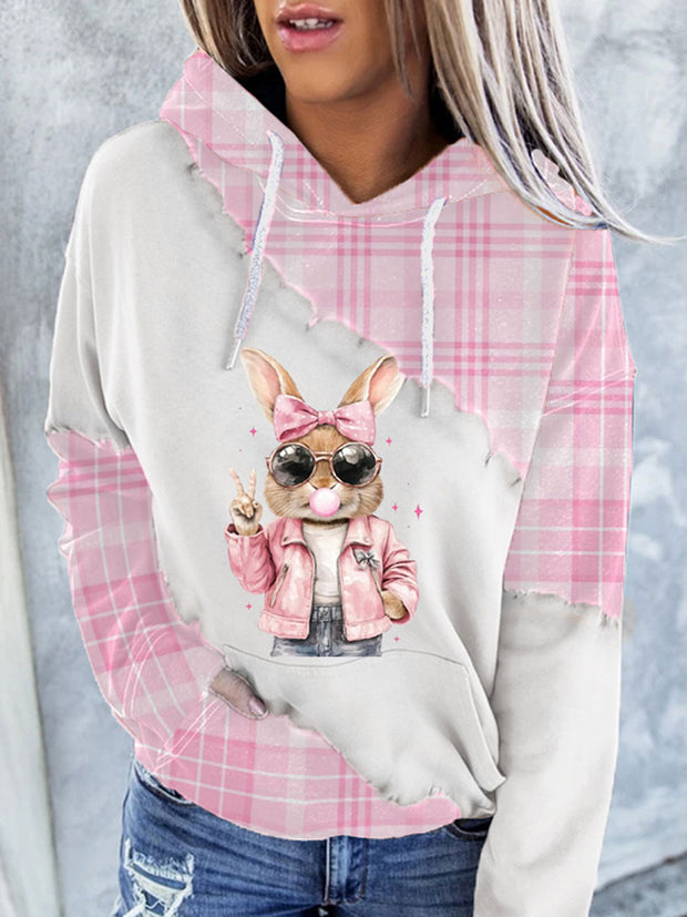 Women's Bunny Check Art Print Hoodie