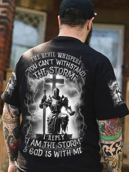 Men's I Am The Storm And God Is With Me Printed T-Shirt