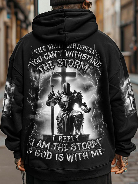 Men's I Am The Storm And God Is With Me Print Hoodie