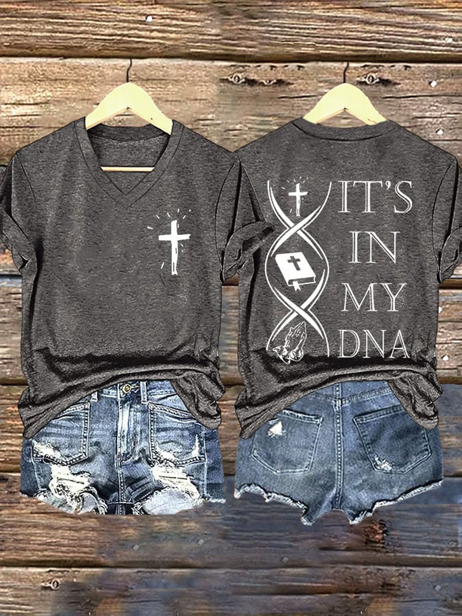 Women's This Is My DNA Printed V-Neck T-Shirt