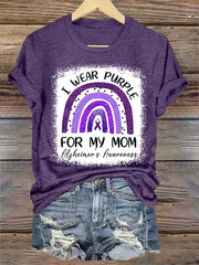 Women's I Wear Purple For My Mom Alzheimer's Awareness Tee