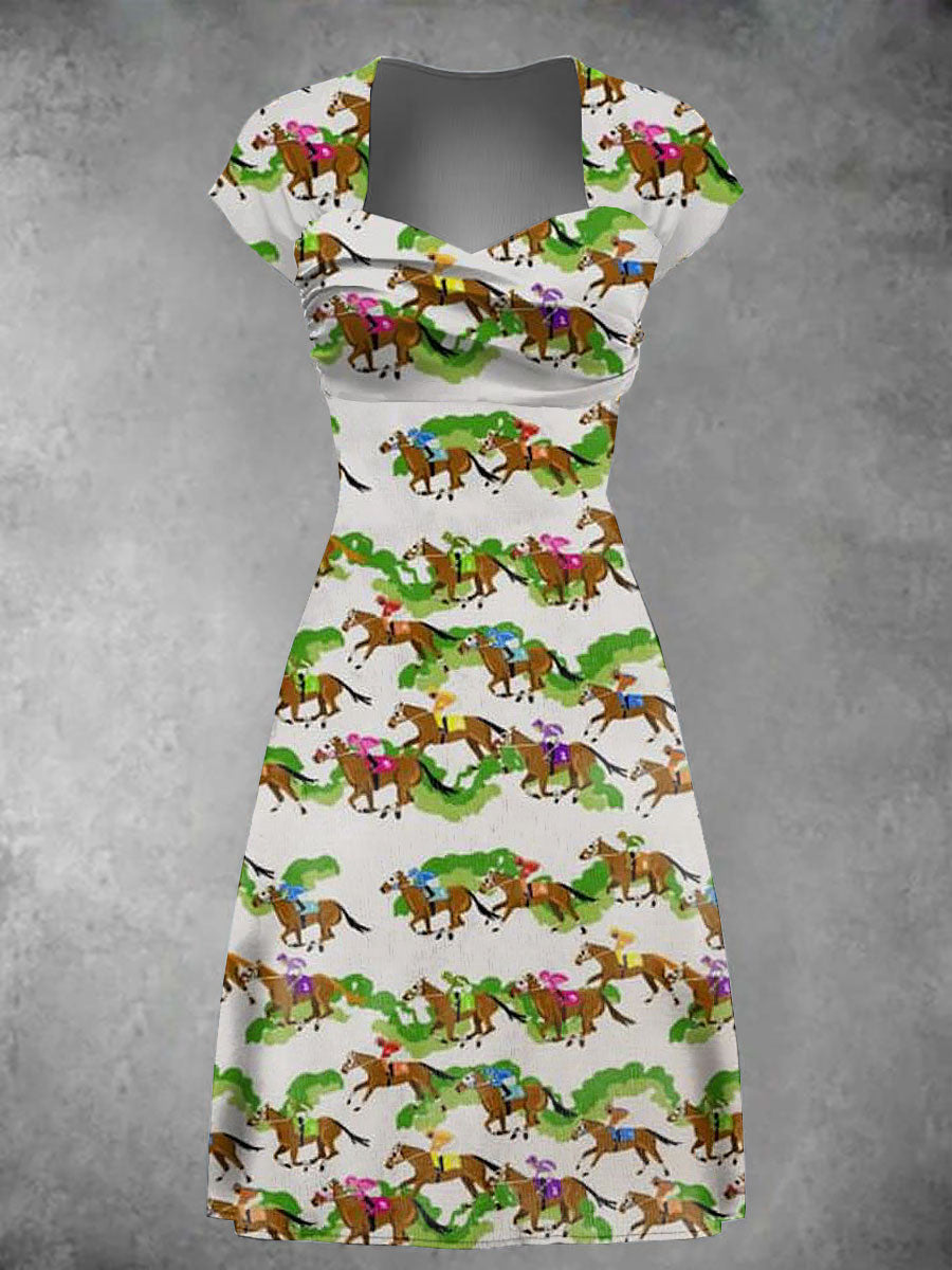 Women's Derby Horse Art Print Dress