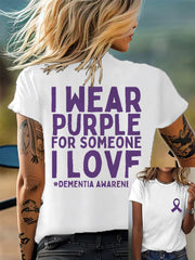 Women's I Wear Purple For Someone I Love Alzheimer's Awareness Support Tee