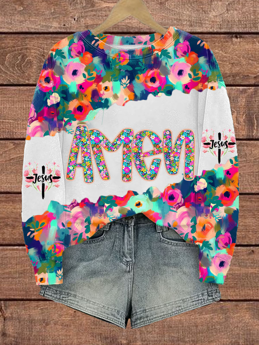 Women's Fatih Floral Amen Printed Sweatshirt