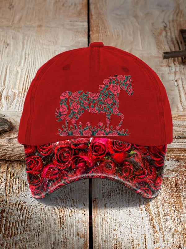 Derby Horse Rose Print Hat