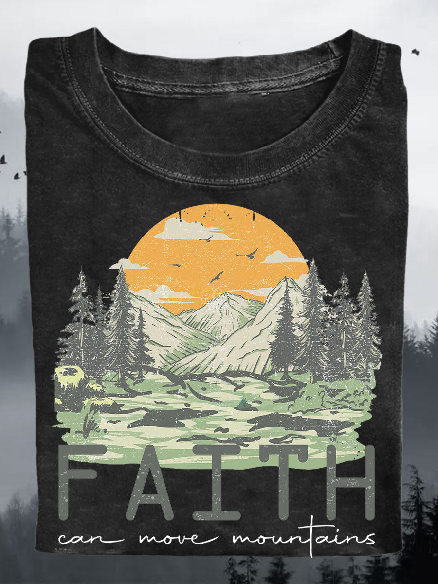 Women's Faith Can Move Mountains Printed T-shirt