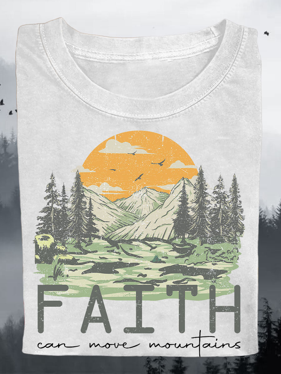 Women's Faith Can Move Mountains Printed T-shirt