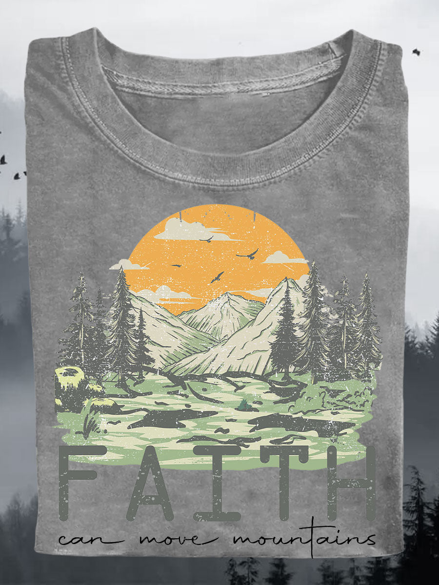 Women's Faith Can Move Mountains Printed T-shirt