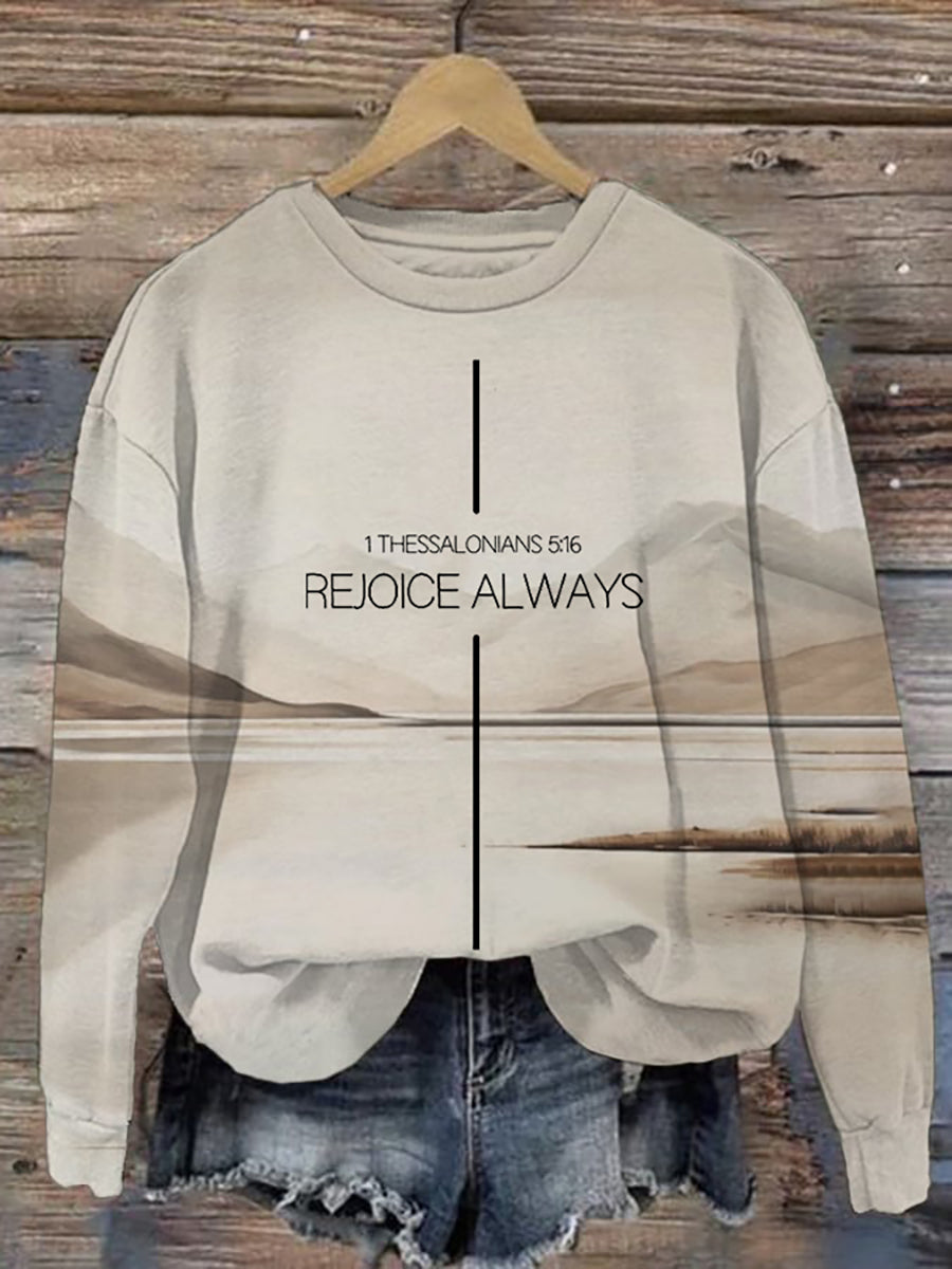 Women's Rejoice Always Print Casual Long Sleeve Top Sweatshirt