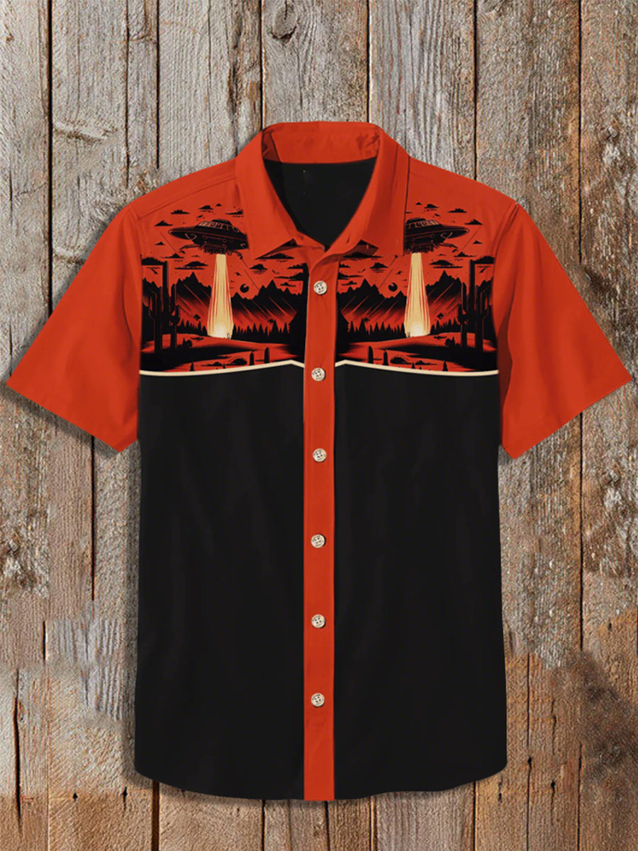 Men's Vintage Western Short Sleeve Shirt