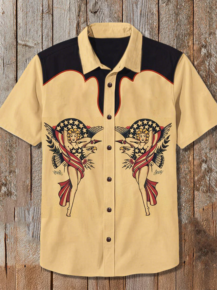 Men's Retro Western Print Shirt